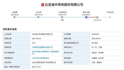 BBIN BBIN宝盈突发！比亚迪半导体：IPO中止！(图1)